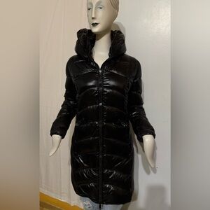 Moncler Shiny Black Long Puffer Coat
